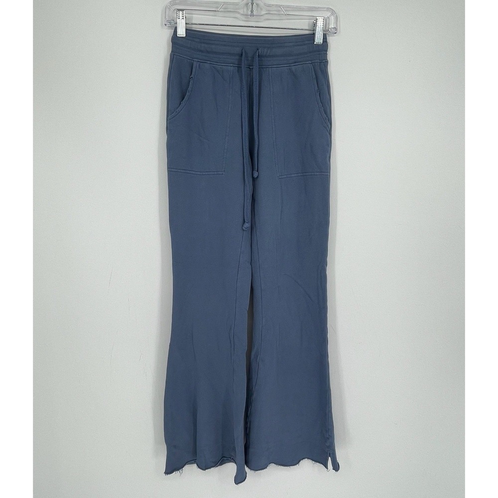Aerie Women's Blue Elastic Waist Terry Distressed Flared‎ Leg Sweatpants Size XS